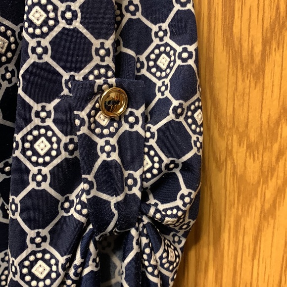 Navy and White Design Women Blouse - Picture 4 of 5